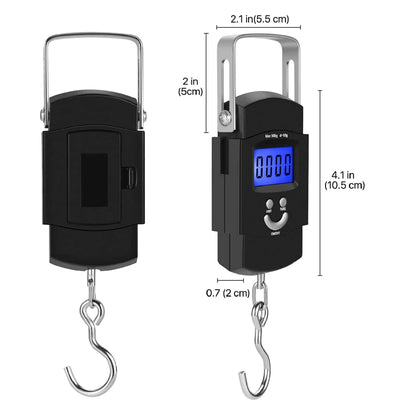 Portable Fish Scale Travel LCD Digital Hanging Luggage Electronic 110Lb / 50Kg