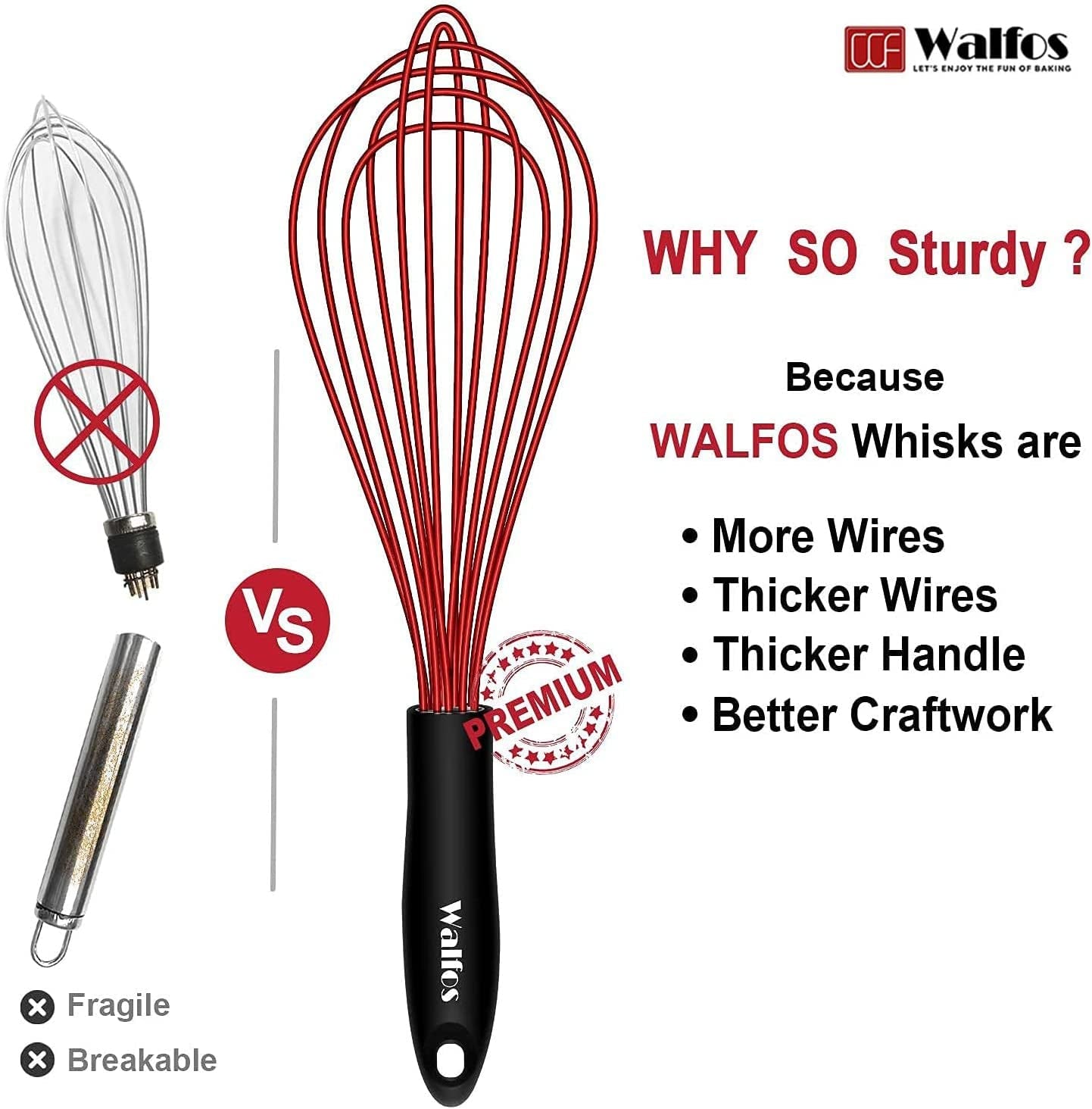 Flat Whisk,11In Flat Whisk and 10In Balloon Whisk Perfect for Whisking, Flat Roux Whisk, Gravy Stirring, BPA Free, Dishwasher Safe.2Pcs RED